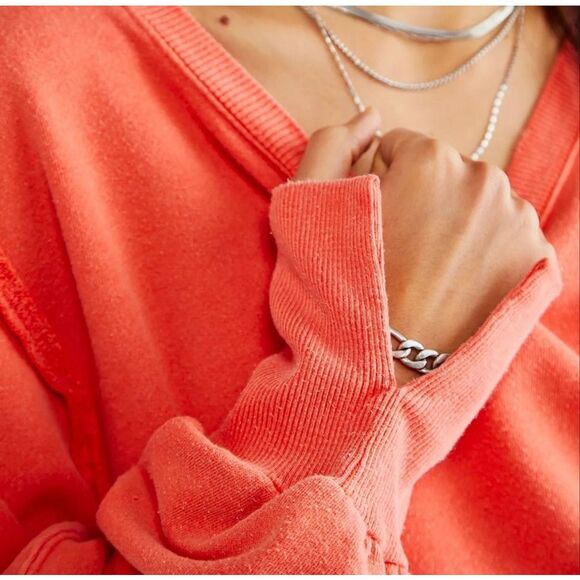 We The Free Women’s Orange Camden Oversized Sweatshirt Size Large - Picture 3 of 11